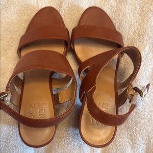 Naturalizer Brown Leather Sandals with Ankle Strap